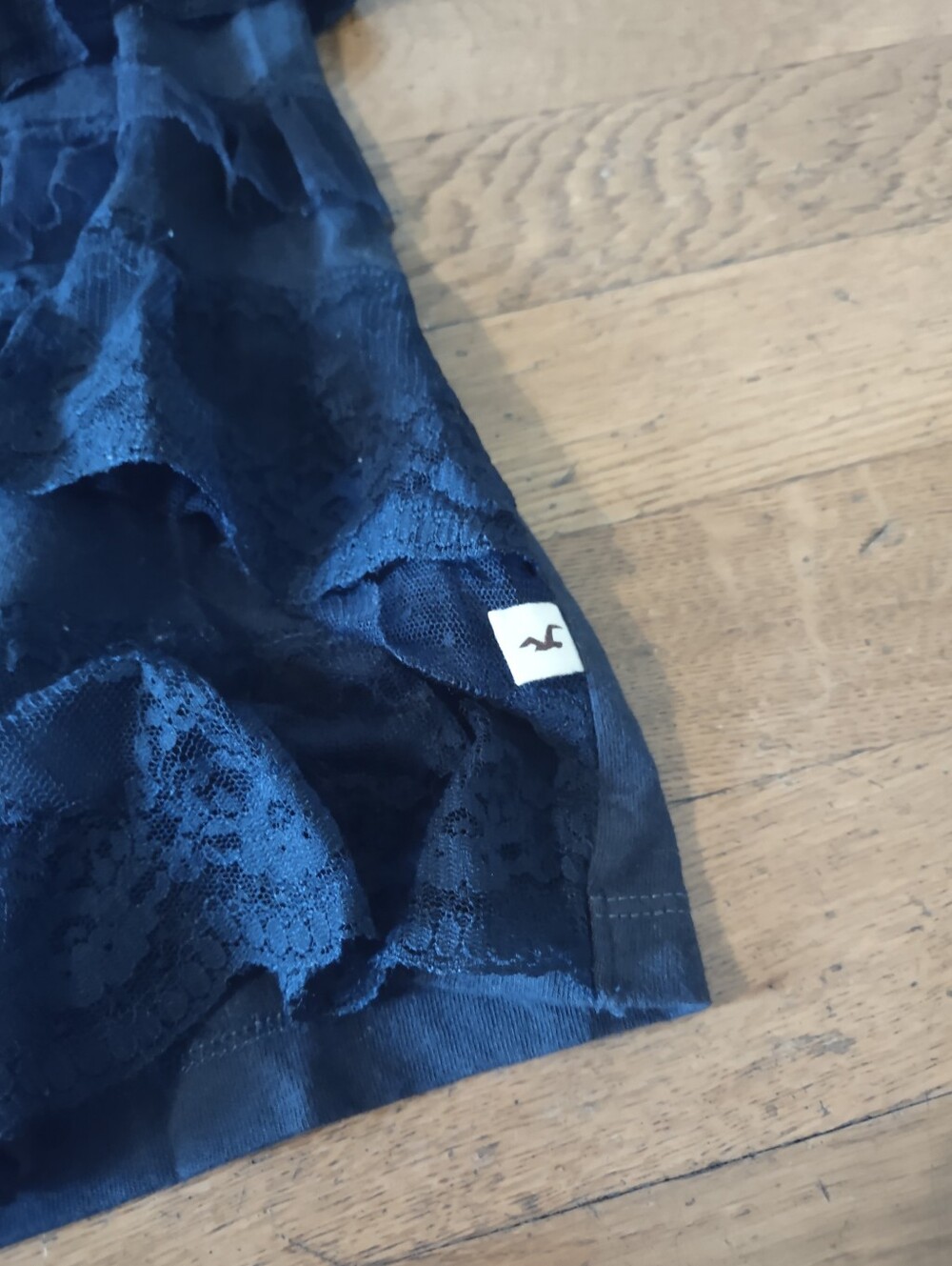 hollister navy blue racerback tank tiered lace ruffle front y2k early 2000s xs - Picture 6 of 6